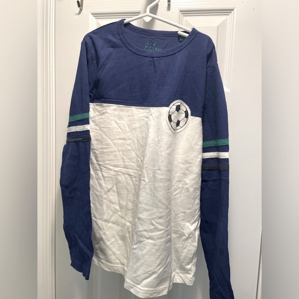 Mini Boden Boys 11-12 Raglan L/S Tee w/Soccer Ball